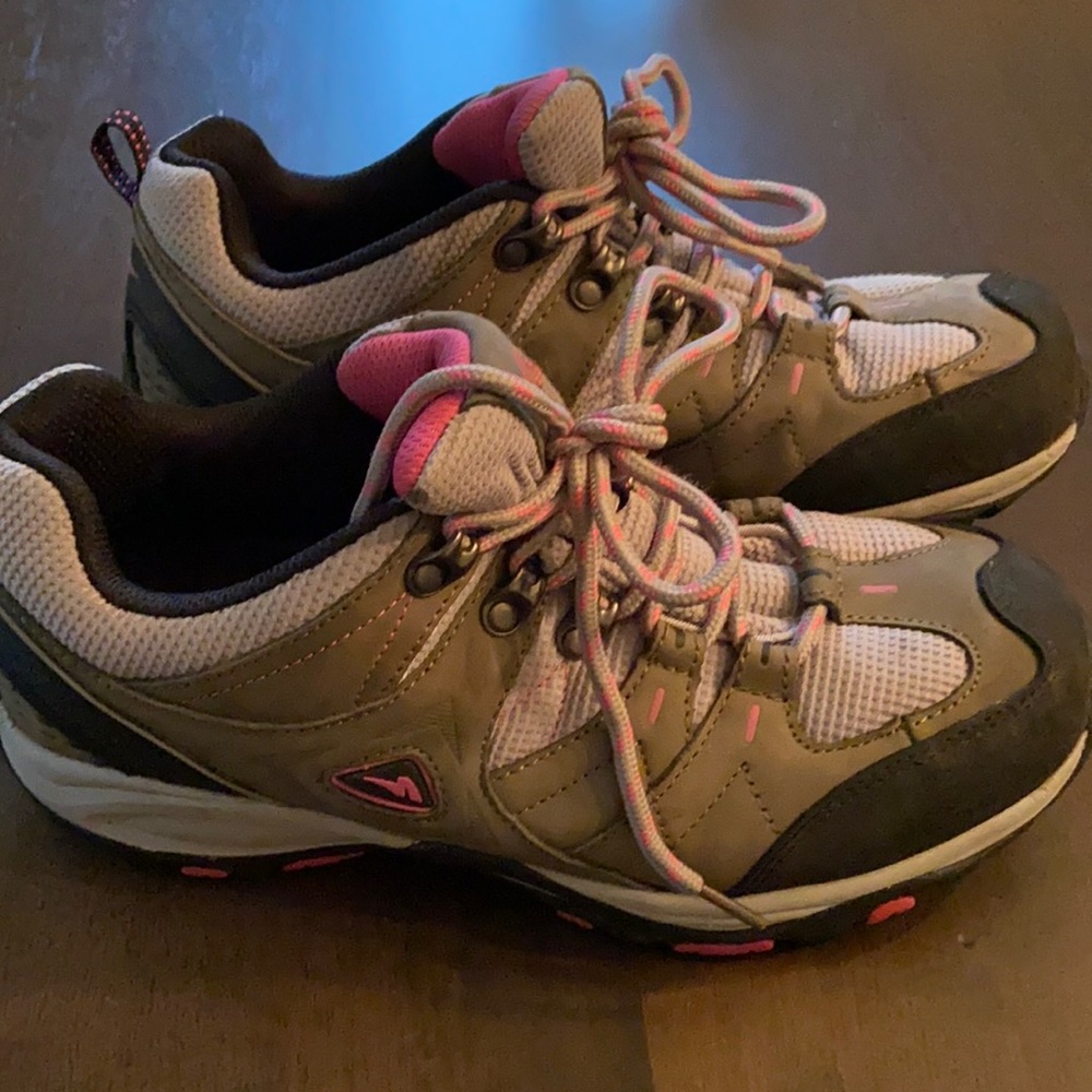 Women's Grey and Pink Hiking Sneakers